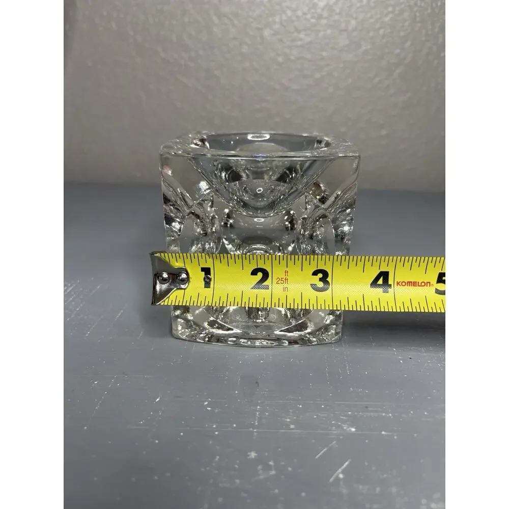 MCM RUDOLF JURNIKL Bohemian Glass Cube Optic Candle Holder Taper Or Votives